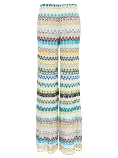 MISSONI MULTICOLOR ZIGZAG-INTARSIA KNIT TROUSERS