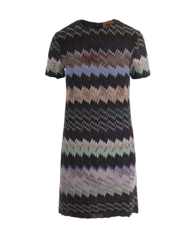 Missoni Multicolor Lamé Viscose Dress In Black