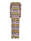 Missoni Multicolor Long Dress With All-over Zig Zag Motif In Fabric Woman