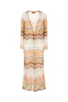 Missoni Multicolor Long Dress With Decorative Sequins And Zig Zag Motif In Viscose Blend Woman