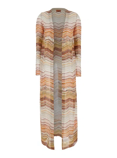 Missoni Multicolor Long Dress With Decorative Sequins And Zig Zag Motif In Viscose Blend Woman
