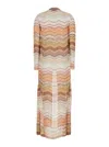 Missoni Multicolor Long Dress With Decorative Sequins And Zig Zag Motif In Viscose Blend Woman In Beige