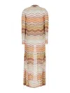 Missoni Multicolor Long Dress With Decorative Sequins And Zig Zag Motif In Viscose Blend Woman In Beige