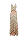 Missoni Multicolor Long Dress With V Neck And All-over Zig-zag Motif In Viscose Woman In Multicolor