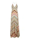 Missoni Multicolor Long Dress With V Neck And All-over Zig-zag Motif In Viscose Woman