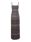 Missoni Multicolor Long Dress With Zigzag Motif In Fabric Woman In Multi