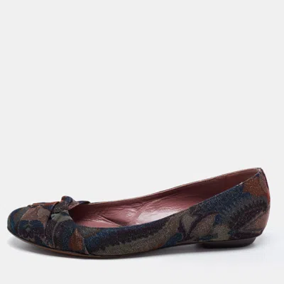 Missoni Multicolor Lurex Fabric Ballet Flats In Brown