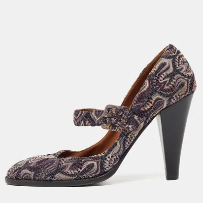 Pre-owned Missoni Multicolor Lurex Fabric Mary Jane Pumps Size 39