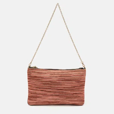 Pre-owned Missoni Multicolor Lurex Fabric Stripe Chain Clutch