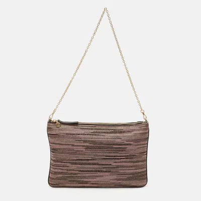 Pre-owned Missoni Multicolor Lurex Fabric Stripe Chain Clutch
