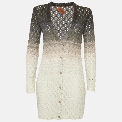 Pre-owned Missoni Multicolor Lurex Knit Button Front Sheer Cardigan S