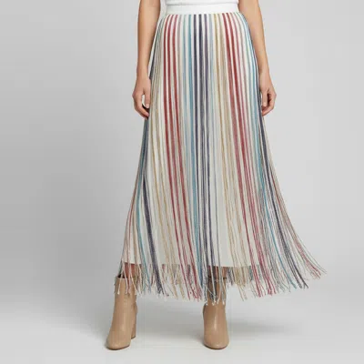 Pre-owned Missoni Multicolor Lurex Knit Fringes Sheer Maxi Skirt S