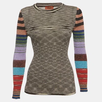 Pre-owned Missoni Multicolor Lurex Knit Long Sleeve Top Xl