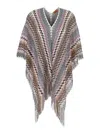 Missoni Multicolor Cape With Zigzag Motif In Lurex Blend Woman In Multicolor