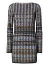 Missoni Houndstooth Mini Dress Long Sleeves In Multi