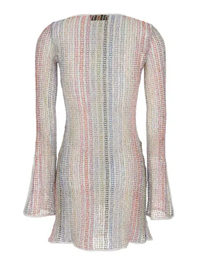Missoni Multicolor Mini Dress With Cut-out On The Front And Flared Sleeves In Viscose Blend Woman