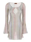 Missoni Multicolor Mini Dress With Cut-out On The Front And Flared Sleeves In Multi