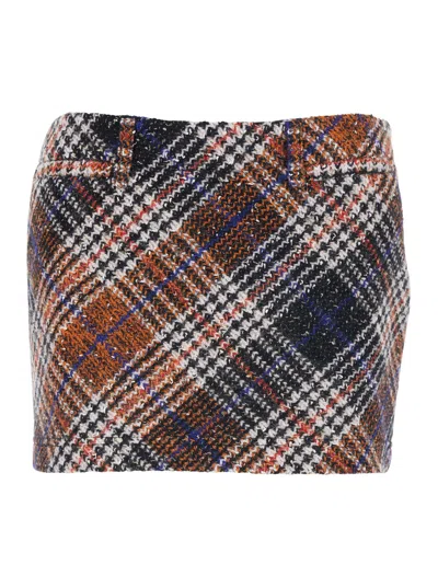 Missoni Multicolor Miniskirt With Concealed Zip Closure And All-over Zig-zag Motif In Wool Woman In Red