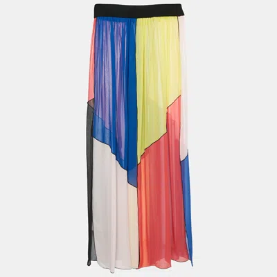 Missoni Multicolor Panel Detail Chiffon Asymmetric Cover-up Skirt