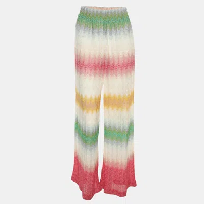 Pre-owned Missoni Multicolor Patterned Knit Wide Leg Trousers S