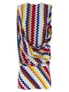 Missoni Zigzag Pattern Peplos Minidress With Draped Front In Multi
