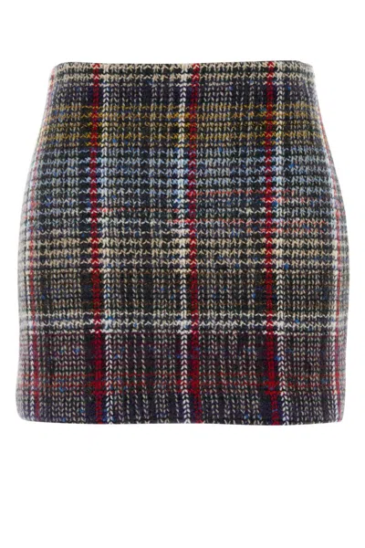 Missoni Multicolor Plaid Above Knee Skirt In Black
