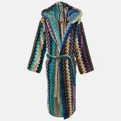 Pre-owned Missoni Multicolor Printed Terry Belted Bathrobe L