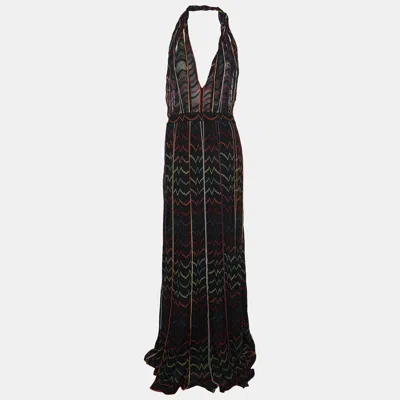 Pre-owned Missoni Multicolor Rayon Blend Knit Halter Dress L