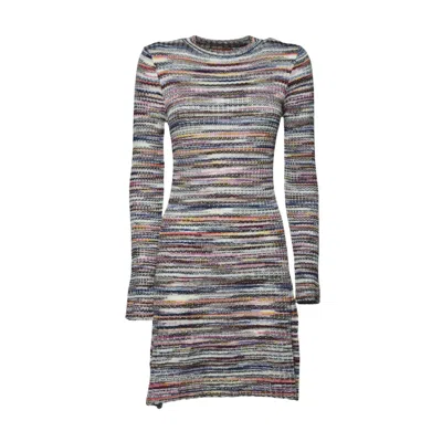 MISSONI MULTICOLOR RIBBED WOOL AND VISCOSE FLAMED MINI DRESS