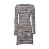 Missoni Multicolor Ribbed Wool And Viscose Flamed Mini Dress In Grey