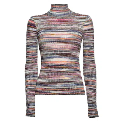 Missoni Multicolor Ribbed Wool And Viscose Turtleneck In Grey