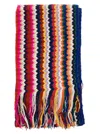 MISSONI MULTICOLOR SCARF WITH ZIGZAG MOTIF AND FRINGED HEM IN WOOL BLEND WOMAN