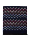 Missoni Multicolor Scarf With Zigzag Motif And Fringed Hem In Wool Man In Black