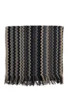 Missoni Multicolor Scarf With Zigzag Motif And Fringed Hem In Wool Man In Black