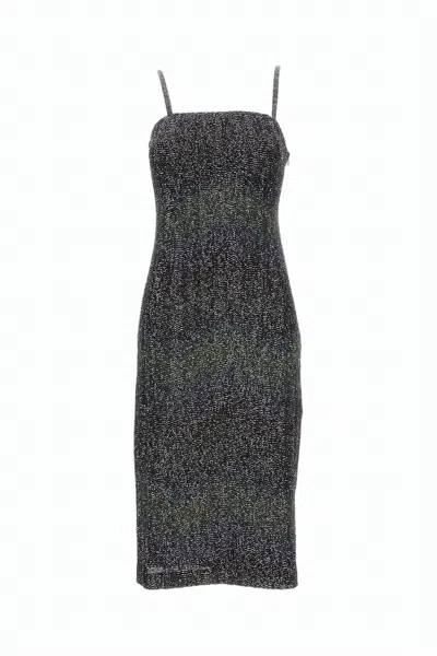 Missoni Multicolor Sequins Greek Key Mini Dress In Black