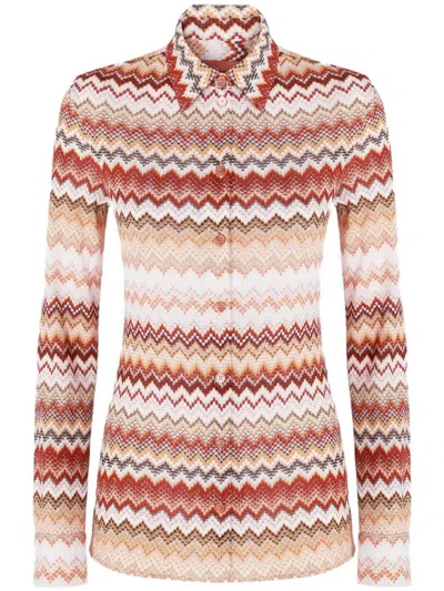 Missoni Shirt With Serrated Zigzag Pattern Lamé In Multicolour