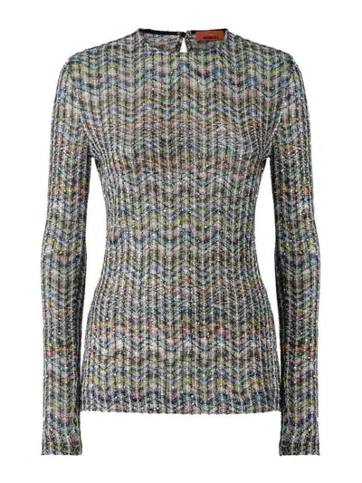 Missoni Multicolor Slim-fit Crew-neck Sweater In Multicolour