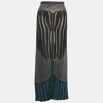 Pre-owned Missoni Multicolor Stripe Lurex Knit Flared Maxi Skirt M