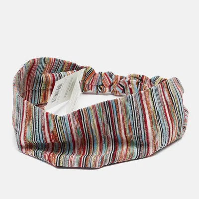 Pre-owned Missoni Multicolor Stripe Lurex Knit Head Band