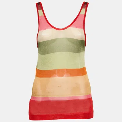 Pre-owned Missoni Multicolor Striped Knit Sheer Tank Top L