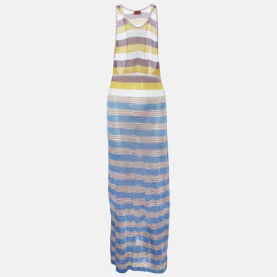 Pre-owned Missoni Multicolor Striped Knit Sleeveless Maxi Dress M