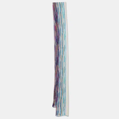 Missoni Multicolor Striped Knit Stole In Brown