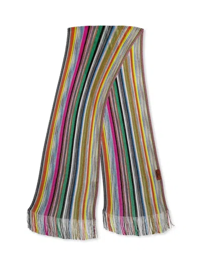 Missoni Multicolor Striped Scarf In Brown