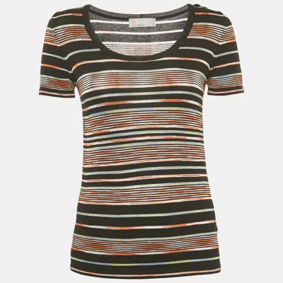 Pre-owned Missoni Multicolor Striped Stretch Knit Top L