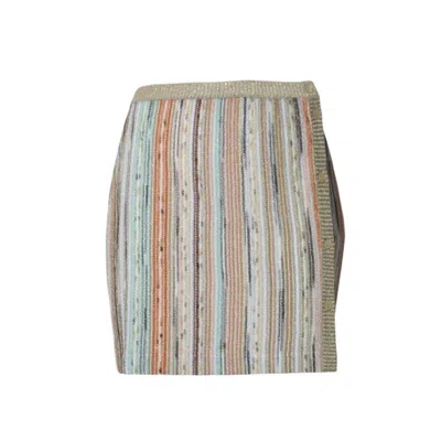 MISSONI MULTICOLOR STRIPED VISCOSE LAMÉ MINI SKIRT