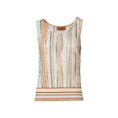Missoni Multicolor Striped Viscose Lamé Sleeveless Top