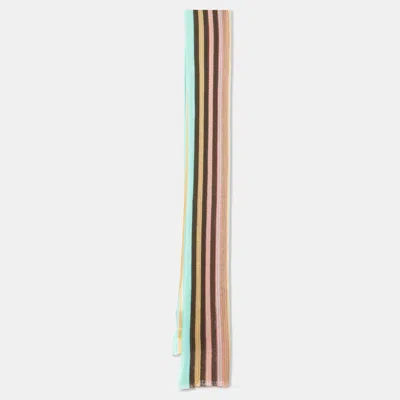 Pre-owned Missoni Multicolor Striped Wool Knit Stole