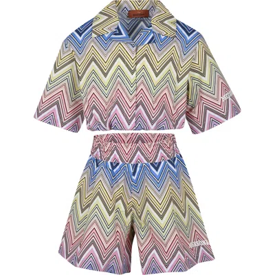Missoni Kids' Multicolor Suit For Girl With Chevron Pattern