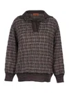 Missoni Multicolor Sweater With Wide Collar And All-over Zigzag Pattern In Wool Blend Woman In Multi