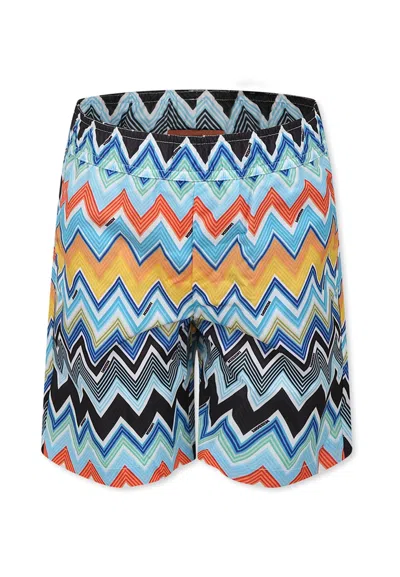 Missoni Kids' Multicolor Swim Shorts For Boy With Chevron Pattern
